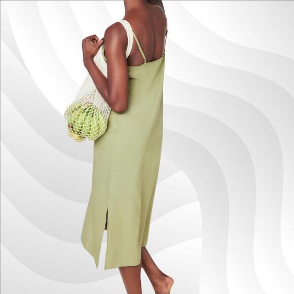 2/$50 Andie The Barreta Slip Dress Linen Ivy Size L | Minimal & Elegant Style - Picture 2 of 7